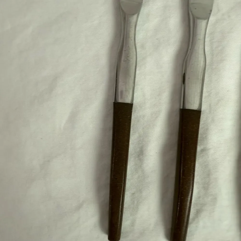 Ekco Eterna La Joya VTG Set 4 Butter Knives Stainless Steel Faux Wood Flatware